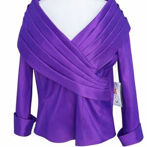 Samuel Dong Violet Draped Crossover Blouse | NWT | Size L